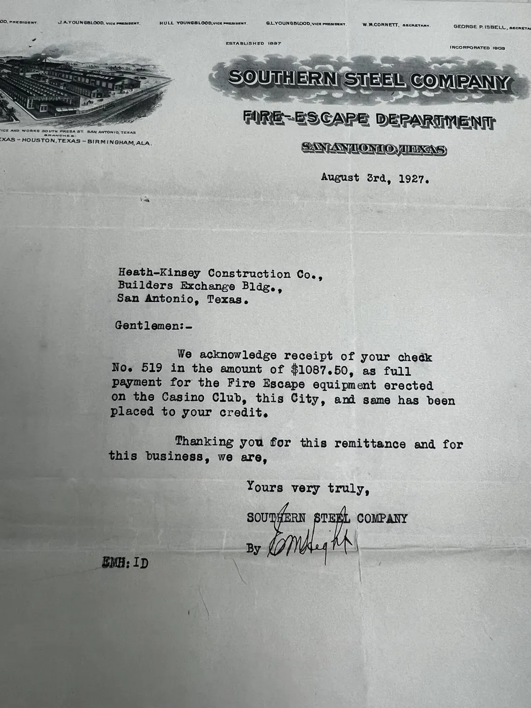 Preview of 1927 Fire-Escape Installation Receipt