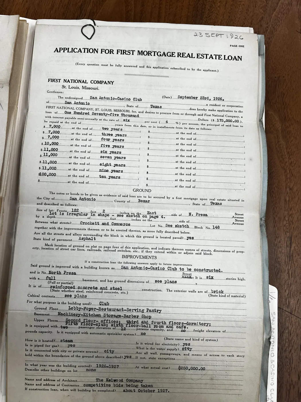 Preview of 1926 Real Estate Loan Application